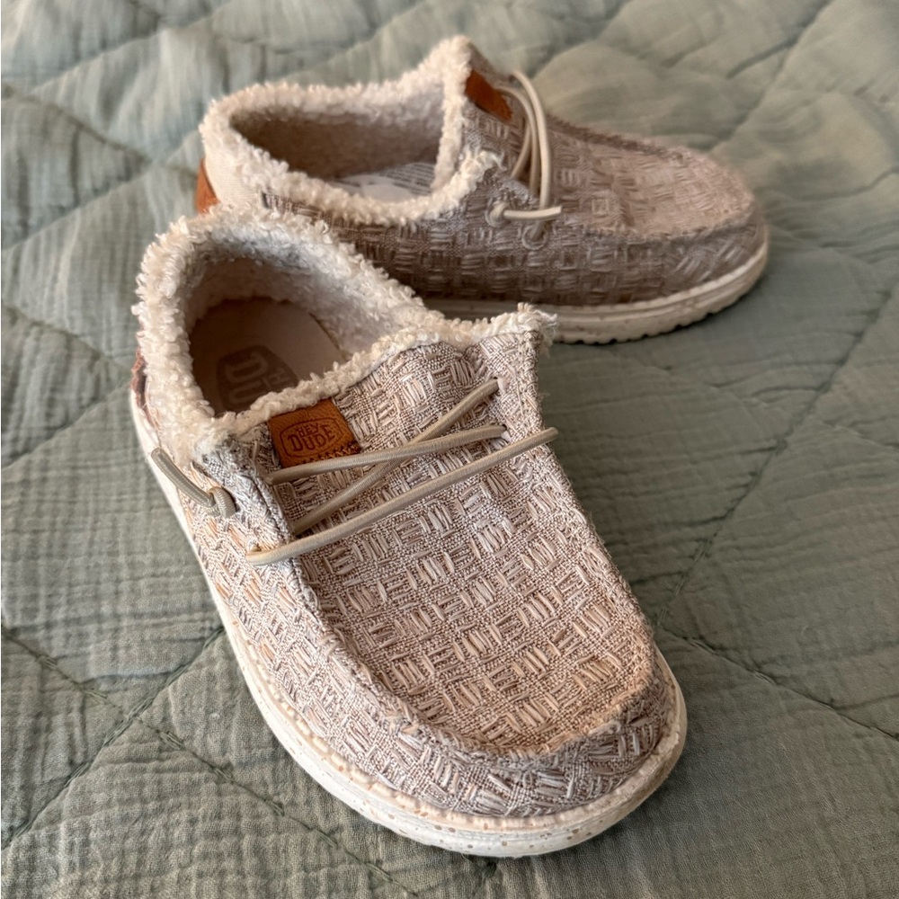 Hey Dude Textured Cream Slip-On Shoes